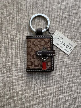 NWT COACH Photo Book Brown Signature Cs Mini Picture Frame Bag Charm Keychain